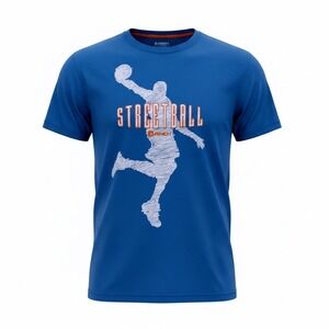 AND1 Streetball Graphic T-Shirt Men's Large Blue Basketball Performance Tee